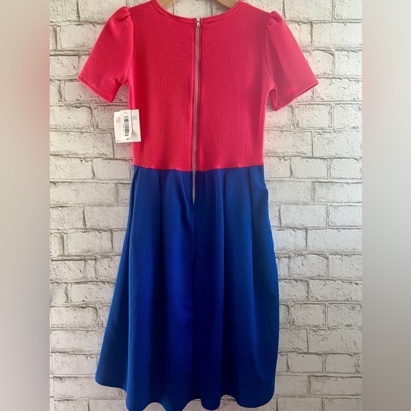 NEW!!! Stretchy Pocket Dress LuLaRoe Amelia size Small Pink and Blue solid - Picture 2 of 10